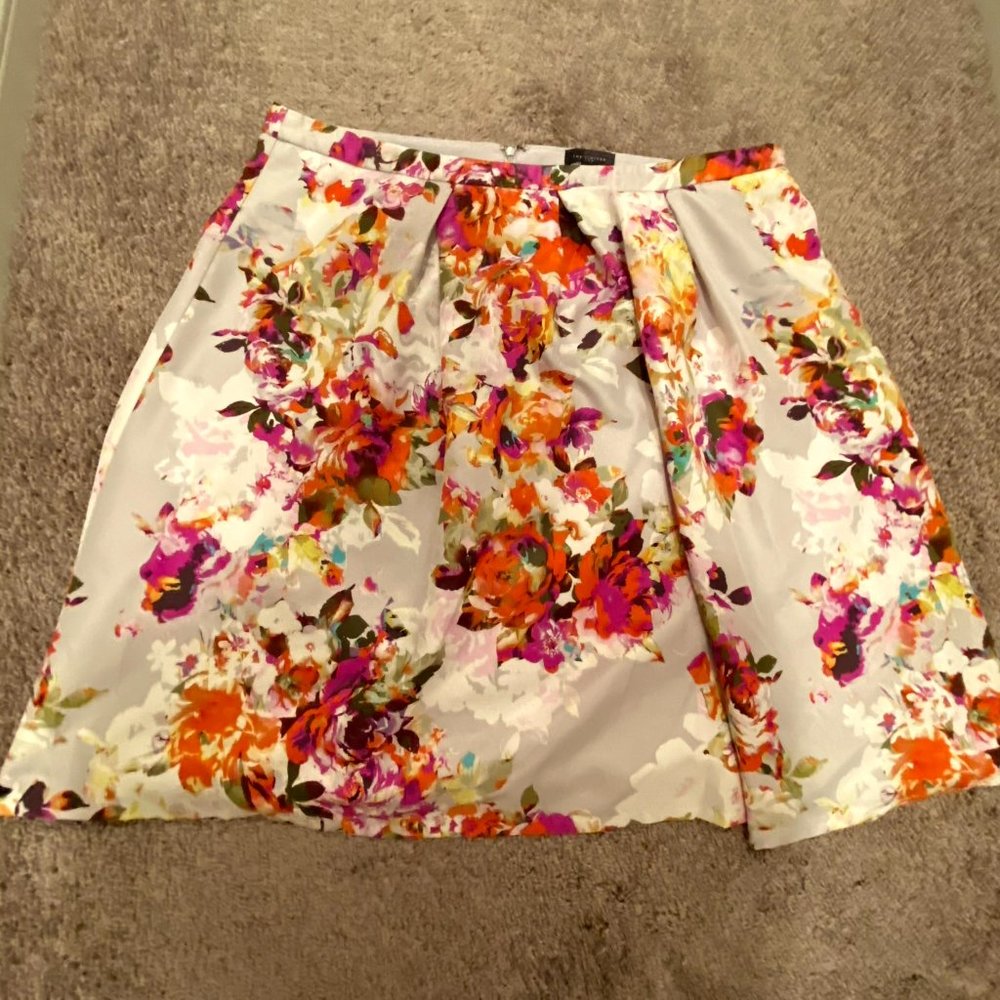 The Limited Floral A-Line Skirt with Front Pleats